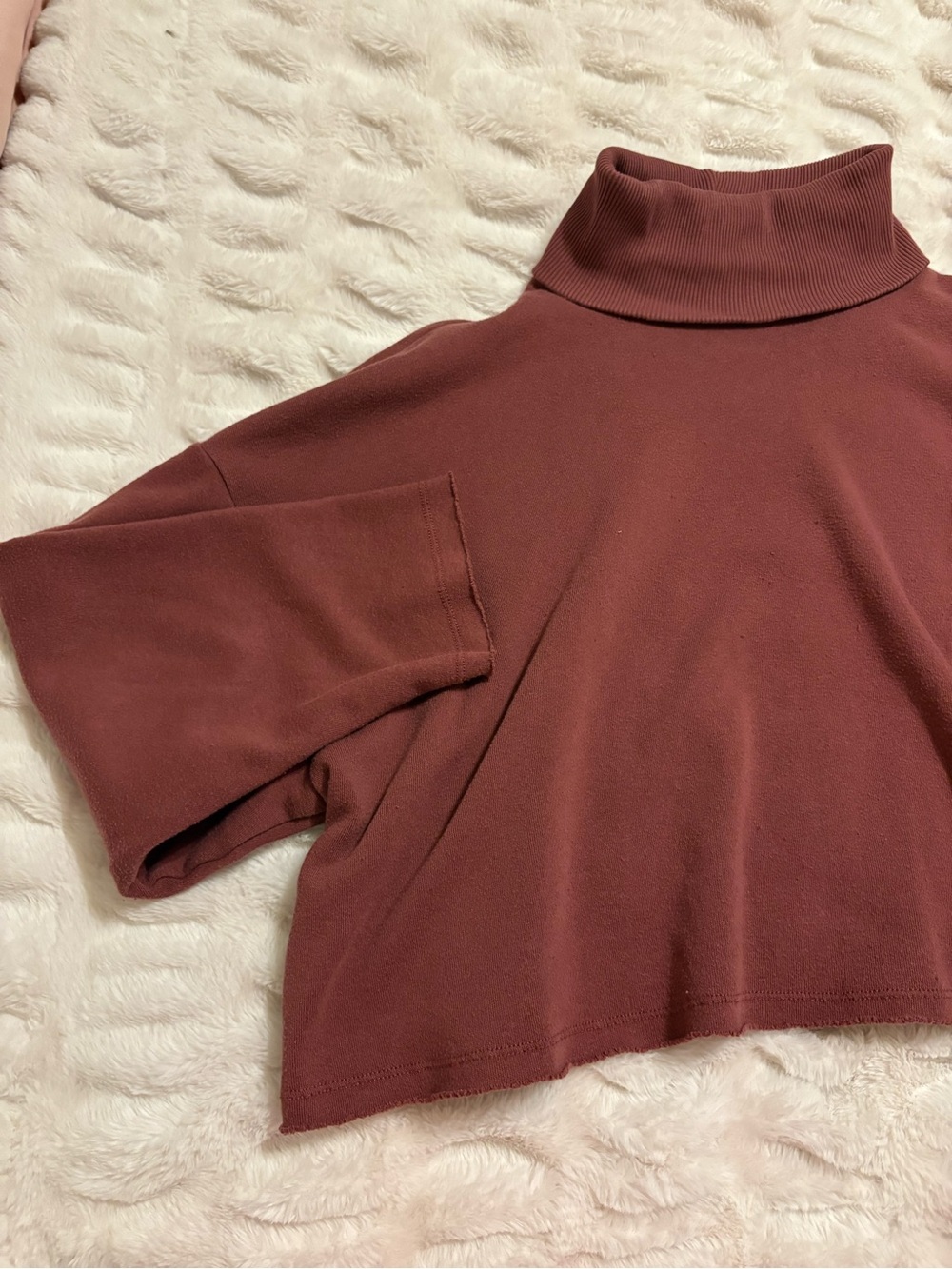 american eagle Women’s Turtleneck Cropped Sweater - Deep Mauve